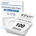 TUXIYA 100 Sheets Thermal Printer Paper 8.5 x 11 Inch,BPA free Advanced Thermal Printing, US Letter Size Thermal Paper Compatible Most Portable Printers