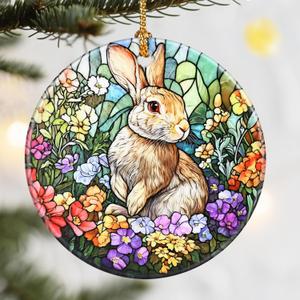 Christmas Ornaments, Dodosky 2.8in Ceramic Hanging Ornament, Xmas Decor, Christmas Tree Ornaments, Xmas Decorations for Tree, Holiday Ornament, Gifts for Rabbit Lovers, Gifts for Women, Friend