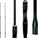 SEASIR Dark Dragon Carbon Fiber Fishing Rod, Dual Tips Medium & Medium Light Spinning Rod, Saltwater Freshwater Baitcasting Rod, 2 Piece Baitcaster Rod, Ultralight, Ceramic Ring, Black/Green