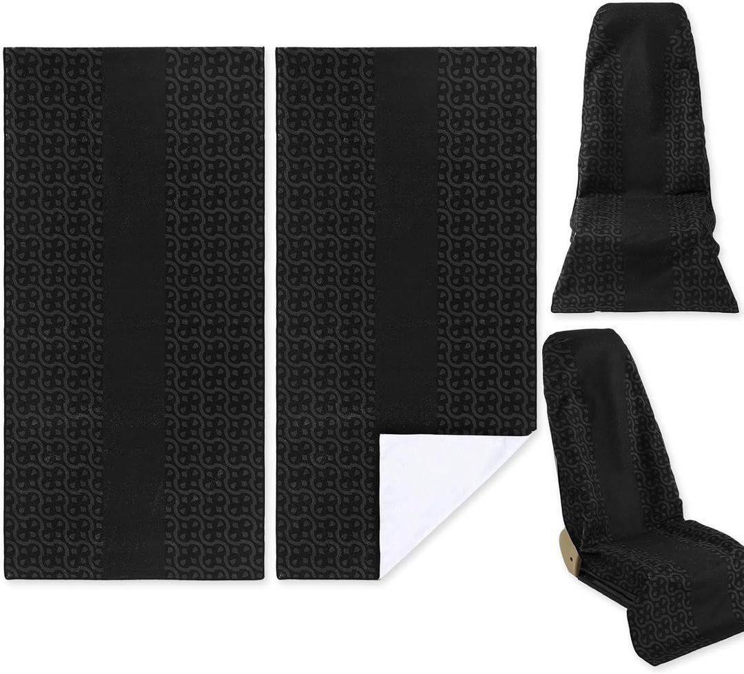 2 Pack Car Seat Towel Covers Athletic Running Towel Performance Microfiber Post Workout Sweat Washable Cover Non Slip for Seat Outdoor Sport (Midnight)