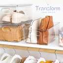 Plastic Food Storage 8 Pack Clear Container Bin with Handles for Organizing Kitchen, Pantry, Refrigerator, Freezer, Pantry, Cabinet, Closet, Bathroom. 16x8x5