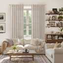 YoungsTex Extra Long Linen Curtains 95 Inch Length for Living Room, Beige Semi Sheer Drapes with Rod Pocket Back Tab Light Filtering for Dining Bedroom, Natural Beige, 2 Panels, 52 X 95 Inch