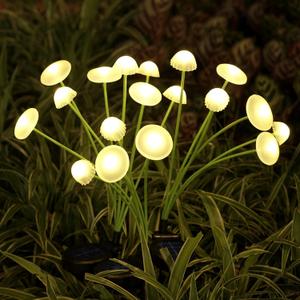 Solar Garden Lights, 6-Pack Dual Mode LED Solar Mushroom Lights, Waterproof Firefly Outdoor Decor for Yard, Patio, and Pathway  Warm White Jellyfish Ambiance