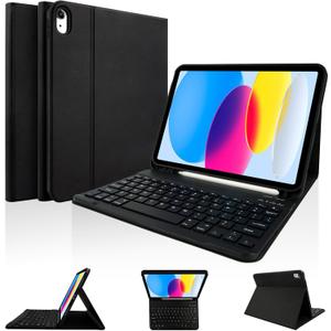 LAMA Keyboard Case for iPad (A16) 11th Gen 2025 /10th Gen 2022, Magnetic Case with Keyboard for iPad 11-inch (A16)/10.9-inch 10th Generation,Thin & Light Cover with Pencil Holder, Black