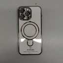 LXK Magnetic Invisible Stand for iPhone 15 Pro Max Case 6.7" Compatible with MagSafe, Military-Grade Protection, with Camera Protector, Clear Scratch-Resistant Cover for 15 ProMax,Natural Titanium, Black