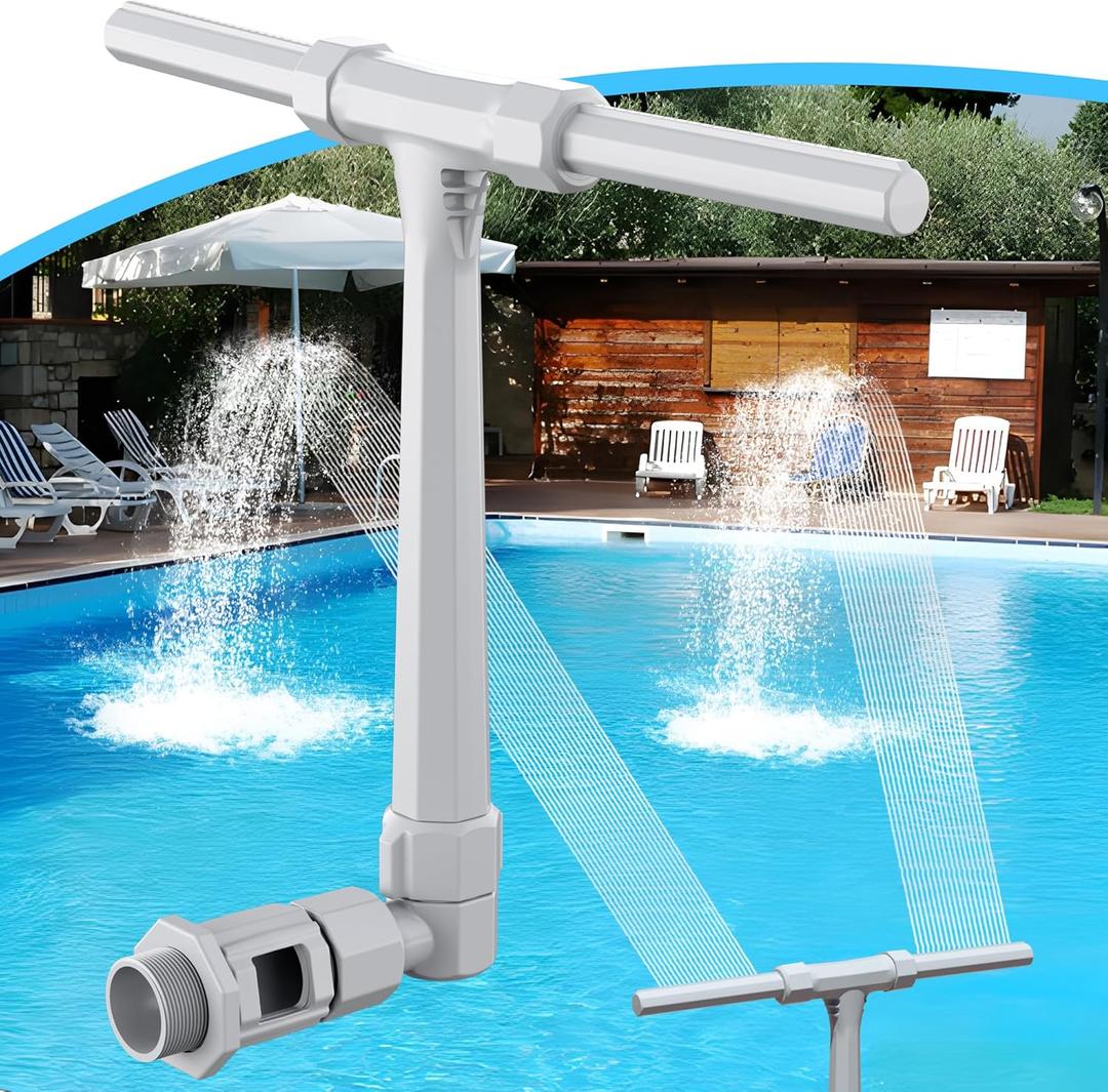 Pool Fountain Above and Inground Pools, Adjustable Pool Waterfall with Dual Spray Sprinklers, Outdoor Pool Accessories for Relaxation and Cooling, Gray Pool Fountain Above and Inground Pools, Adjustable Pool Waterfall with Dual Spray Sprinklers, Outdoor Pool Accessories for Relaxation and Cooling, Gray