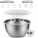 FineDine Stainless Steel Mixing Bowls Set with Lids, Home Kitchen Cooking Essentials Household Must Haves for Baking, 5 Pieces
