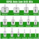 Diamond Hole Saw Kit,Diamond Drill Bits,16 Pcs Tile Hole Saw Kit with Double Suction Cups Hole Saw Guide Jig Fixture from 0.24''- 1.97'' for Ceramic, Glass, Tile, Porcelain, Marble, Granite