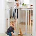 Cumbor 36" Extra Tall Baby Gate for Stairs, 29.7-40.6" Wide Dog Gate for Doorways, Pressure Mounted Auto-Close Pets Gates for Dogs Indoor, Durable Safety Child Gate, Mom's Choice Awards Winner, White