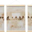 FGFK Christian Jesus the Last Supper Wall Art Poster Hanger Frame, Last Supper Wall Decor, Religious Jesus Canvas Prints Framed Wall Decor for Home Dining Room Church, 12x16 Inch Set of 3