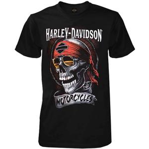 Harley-Davidson Men's Distressed Shady Skull Short Sleeve T-Shirt, Solid Black (X-Large Tall)