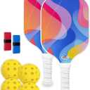 Pickleball Paddles Set of 2 with 4 Balls - USAPA Approved Fiberglass Surface, Lightweight, Non-Slip Grip - Premium Paddle Set for All Skill Levels Indoor & Outdoor (Sky Blue)