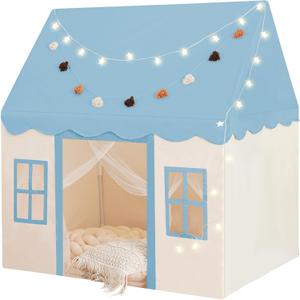 Play Tent with Mat, Star Light Large Kids Playhouse with Windows Easy to Wash, Indoor and Outdoor Play Tents for Kids, Little Dove Toys for Girls, Boys, 47x40x52 (Blue Playhouse, Large Size)