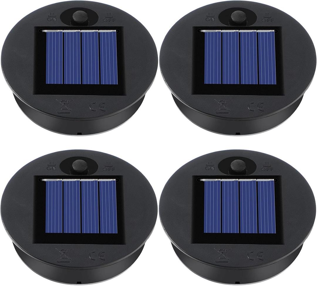 4 Pieces Replacement Solar Light Tops Outdoor Hanging Lantern Solar Light Parts Round Waterproof Decorative for Outdoor Hanging Lanterns, Warm(3.35 Inch in Diameter)