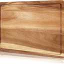 GarveeHome 18'' x 12'' Acacia Wood Cutting Board, 1'' Thick Chopping Board with Deep Juice Groove and Back Inner Handles, Kitchen Butcher Block Cutting Board for Meat, Vegetables and Fruit