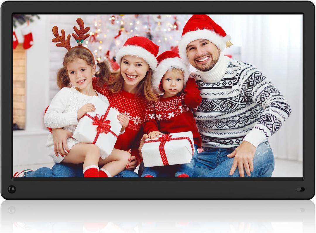 15 inch Digital Picture Frame with Wall Mounting Bracket,1920x1080 Digital Photo Frame Support 1080P Video, Music, Slideshow, Breakpoint Play, Adjustable Brightness (Black)