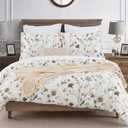 DAUAOTO Duvet Cover California King Size Set - 104"X96" Cover + 2 Shams, Cotton Bedding Set Multiple Color Flower Garden Pattern