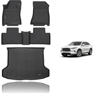 KELCSEECS Floor Mats & Cargo Liner Custom for 2019-2025 Infiniti QX50/QX55 All Weather Protection TPE Floor Liners Front& Rear Row Full Set Infiniti QX50 Accessories Black