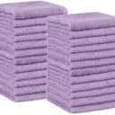 Amazon Basics face Towels for bathroom, 100% Cotton Extra Absorbent washcloth, Fast Drying - salon towel - 14Pack Lavender (12 x 12 inches)