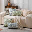 VAKADO Farmhouse Block Print Throw Pillow Covers 18X18 Set of 1 Vintage Outdoor Decorative Floral Cute Print Flower Soft Home Decor for Bedroom Sofa Chair Porch, Black
