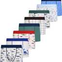 Boys Breathable Dinosaur Car Cotton Boxer Brief Underwear Sets (2-4T, Blue-8 Pack)