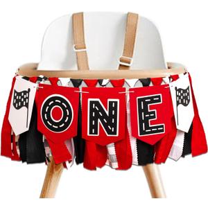 Racing Car ONE High Chair Banner - Racing Car First Birthday Party Decorations For Baby,Fast One Birthday Party Decor