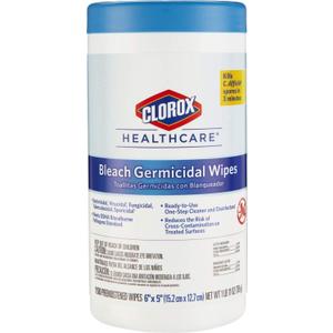 Clorox Healthcare Bleach Germicidal Wipes, 6" x 5", 150 Count Canister 