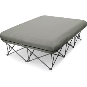 KAMPKEEPER Camping Cot,Camping Cots for Adults,Folding Camping Cot with Inflatable Air Mattress and Carry Bag,for Outdoor Travel Camp Beach Vacation (not Included The Airpump) (Queen, Grey)