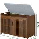 APRTAT Bamboo Shoe Storage Bench with Padded Cushion, 3-Tier Shoe Rack Organizer with 2 Ventilated Grille Doors for Entryway, Bedroom, Bathroom (Brown, Large)