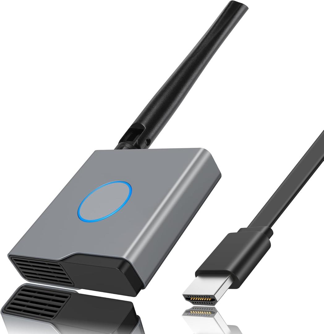 Wireless HDMI Display Dongle Adapter, Portable Transmitter, Streaming Media Video/Audio/File HDMI Wireless Extender for Smartphone,Laptop to HDTV/Monitor/Projector, Support Airplay DLNA Miracast (Silver)