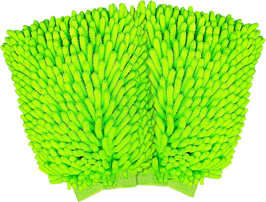 3 x Car Wash Mitt, 2 Pack Premium Chenille Microfiber Wash Mitt, Scratch-Free & Lint-Free, Rich Foam, Highly Absorbent, Perfect for Car Washing and Detailing, 7.12''X10.14''