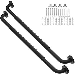 2 Pack 32 Inch Anti-Slip Shower Grab Bars w/Rubber Grip, iMomwee Stainless Steel Bathroom Wall Mount Matte Black Grab Bar Handle, Safety Balance Handrail, Handicap Elderly Senior Assist Bath Handle