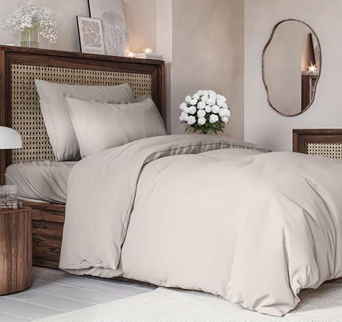 Duvet Cover Twin/Twin XL Size Set - Extra Soft Duvet Cover 68 x 90 with 1 Pillow Sham - Hotel Luxury, Easy Care and Fade Free with Zipper Closures & Ties - Comfy, Breathable Bedding Set (Light Grey)