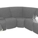 Arfntevss Recliner Sectional Couch Covers 1OO% Waterproof L Shape Sofa Cover for Reclining L Shaped Sectional Slipcover Dog Washable Corner Non Slip Protector (5 Seater with 1 Console, Dark Gray)