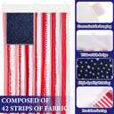 Deloky 4 x 2.3 Ft 4th of July Rag American Flag Banner, Vintage Patriotic USA Flag Banner, Independence Day Retro American Flags Bunting for Outdoor Garden Yard Home Party Decoration