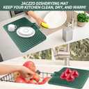 Dish Drying Mat for Kitchen Counter, with Built-in Drain Lip, Food-Grade Silicone, Easy Clean Pad for Countertop Protection, Multi-Functional Use (18x11.8, Dark Green)