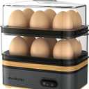 Evoloop Rapid Egg Cooker Electric 12 Eggs Capacity, Soft, Medium, Hard Boiled, Poached, Omelet Maker Egg Poacher & Vegetable Steamer, BPA Free Tray(Grey)