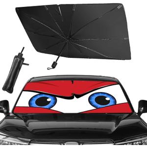 Upgraded Car Windshield Sun Shade Umbrella, Car Shade Front Windshield Sun Shade, Foldable Umbrella for Block UV Rays & Sun Heat Protection, 57"X31"