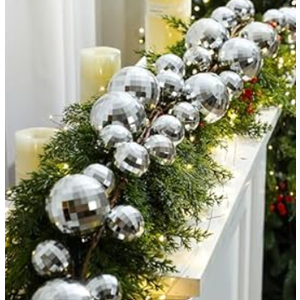 Dingion Christmas Ball Garland 6 ft Black Christmas Tree Garland Halloween Ornament Hanging Ball Decorations Shatterproof Ornament for Xmas Tree Party Decor Mantel Fireplace Stair Indoor Outdoor 
