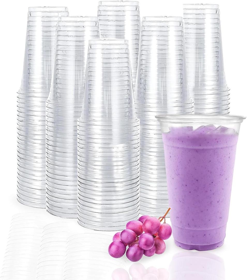 TashiBox plastic cups [24 oz 100cups],Clear Crystal disposable plastic cups,smoothie cups
