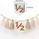 Boho Half Birthday High Chair Banner with Cone Hat White Sand Beige Neutral 1/2 Birthday Half Way To One Baby Boy Baby Shower Wall Hangings Decorations