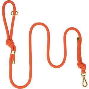 5FT No Pull Dog Leash for Medium Large Dogs - Rope Leash with Non Slip Handle & Metallic Golden-Toned Carabiner Clip (Orange) (3/8 Inch)