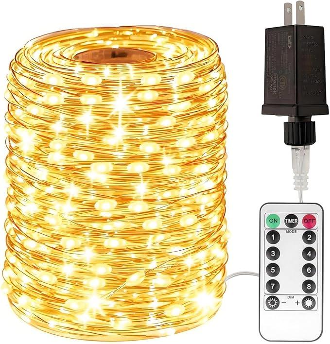 660FT Extra Long Fairy Lights Plug in 2000 LED Silver Wire Outdoor Waterproof LED String Lights with Remote for Living Bed Room, Backyard, Patio, Garden, Porch, Christmas Tree