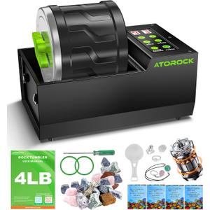 A1 Professional Rock Tumbler Kit, 4LB Extra-Large Barrel with Cutting-Edge Brushless Motor, Adjustable Speed & Timer, Durable Metal Base for Adults & Rock Collectors  Includes Full Accessories