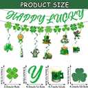 66PCS St. Patrick's Day Party Supplies Set with 2 Banner 4 Hanging Shamrock Clover 10 Hanging Swirls 50 Stickers Ornaments for Irish St. Patrick's Day Indoor Outdoor Party Decor