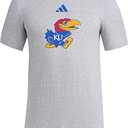 Adidas Men's NCAA Fresh Team Logo TShirt, Medium Grey Heather/Kansas University, Small