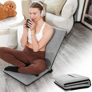 FASTMOMENT Floor Chair with Back Support Adjustable Meditation Chair with 14 Positions Portable Ground Seating for Adults Foldable Floor Seat for Meditation Yoga Reading (Thicker Sponge Version), 17 inches x 34 inches x 2.5 inches