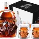 Whiskey Decanter With 2 Glasses, Transparent Creative Flask Carefe Decanter for Brandy, Scotch, Bourbon, Vodka, Liquor Christmas Gift for Men,Dad,Husband,Boyfriend