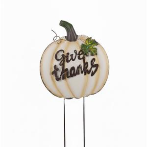 Linfevisi Fall Decor Outdoor Pumpkin Stakes Yard Signs Metal Garden Stake Stacked Pumpkins Lawn Ornaments Yard Art Outside Decorations Autumn Harvest for Thanksgiving Porch Patio 18.5 Inch (White)