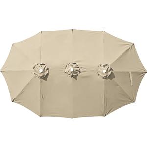 15ft Double-sided Umbrella Replacement Canopy Cover,12 ribs Large Triple Parasol Top For Market Outdoor Patio ShadesFrame not Include
